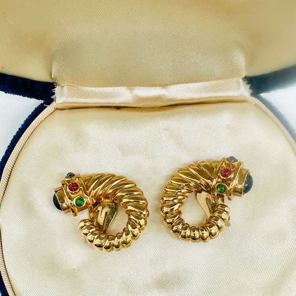 Rare Vintage Cornucopia Mogul Earrings - Picture 2 of 14